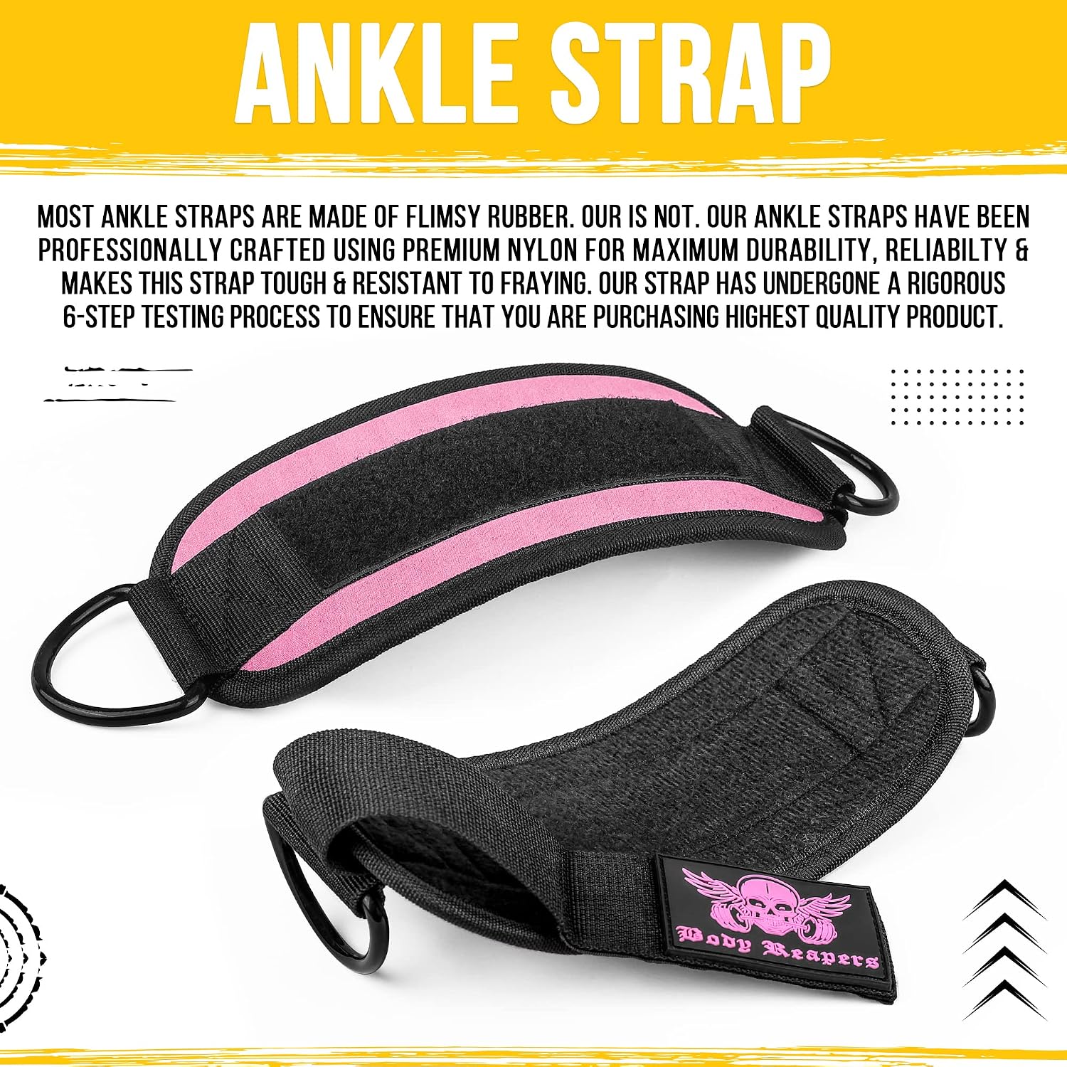 Gym Ankle Cuff Cable Attachment with Adjustable Strap, Durable Double D-Rings & Cushioned Design for Glute, Leg & Lower Body Exercises, Comfortable Workout Straps & Ankle Cuff