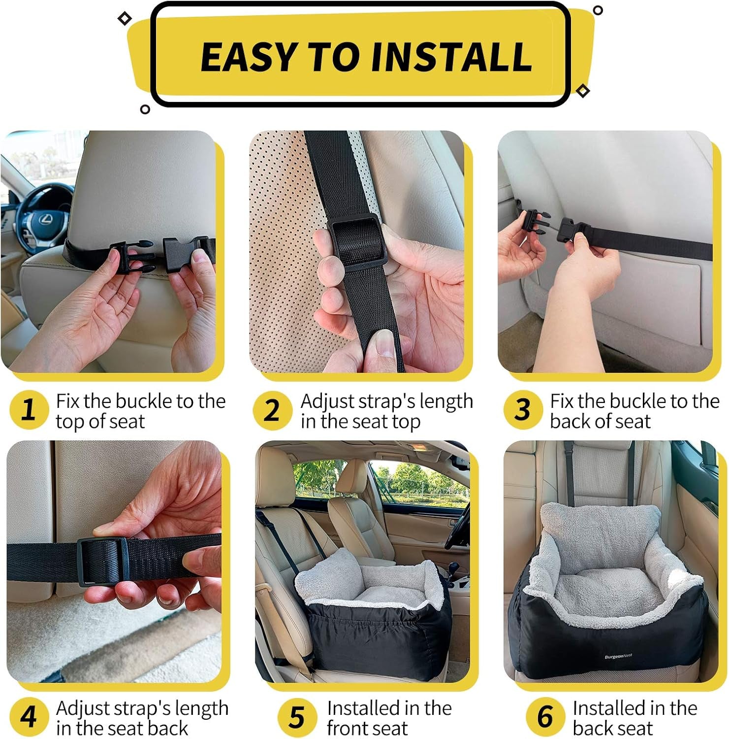 Dog Car Seat for Small Dogs & Cats under 25 Lbs,Black
