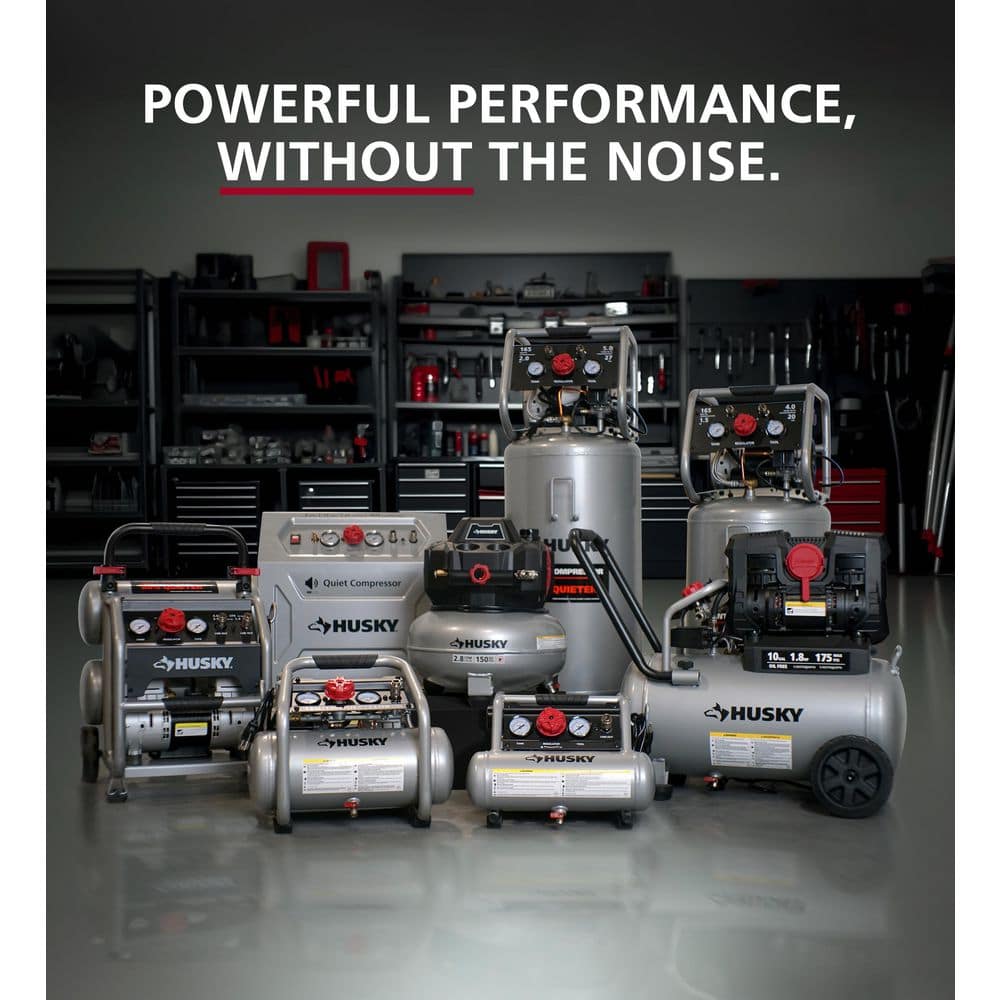 4.5 Gal. 175 PSI Portable Electric Oil-Free Quiet Twin Stack Jobsite Air Compressor W/Rubber Wheels and 2-Quick Couplers