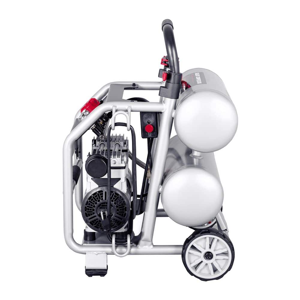 4.5 Gal. 175 PSI Portable Electric Oil-Free Quiet Twin Stack Jobsite Air Compressor W/Rubber Wheels and 2-Quick Couplers